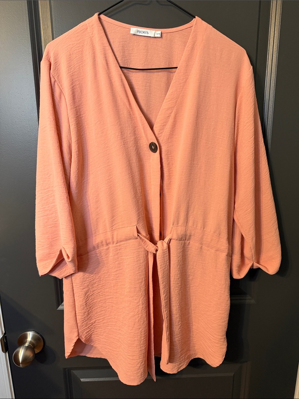 Ricki's Peach Pink V-Neck Tie-Front Tunic